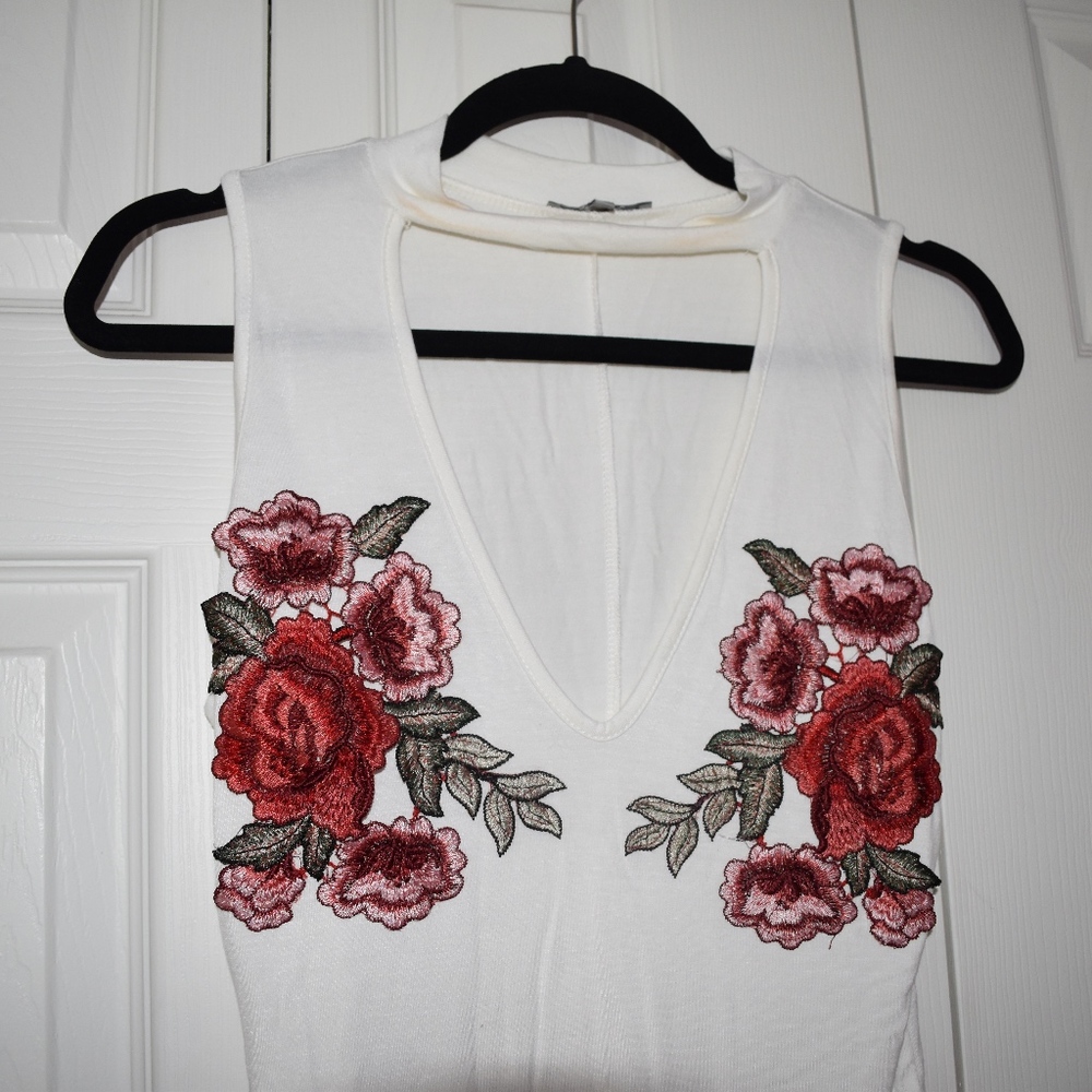 Flower Embroidered Bodysuit